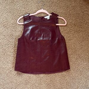 H&M Burgundy Leather Sleeveless Too